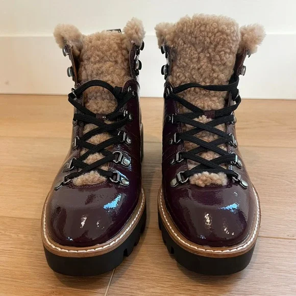 Donald J Pliner Erinn Women's Lace-up Shearling Snow Boots Vino Size 10 - Picture 6 of 10